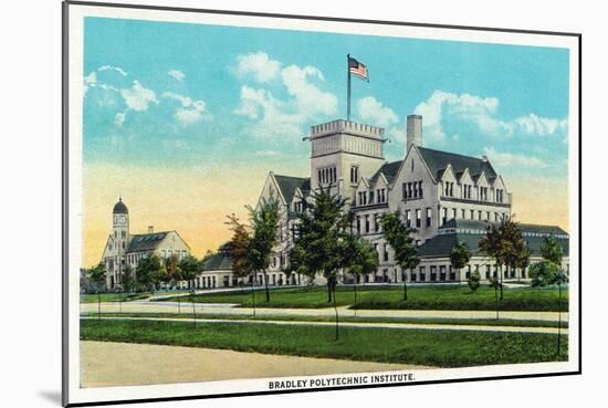 Peoria, Illinois, Exterior View of the Bradley Polytechnic Institute-Lantern Press-Mounted Art Print