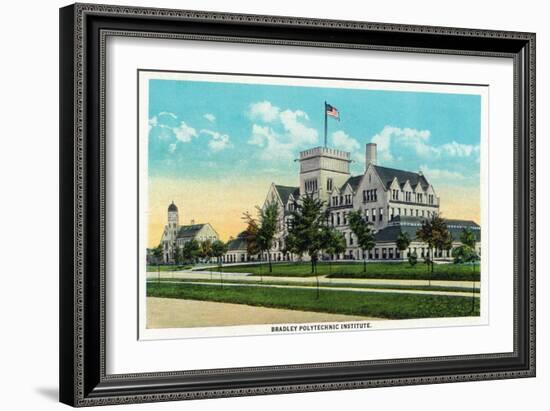 Peoria, Illinois, Exterior View of the Bradley Polytechnic Institute-Lantern Press-Framed Art Print