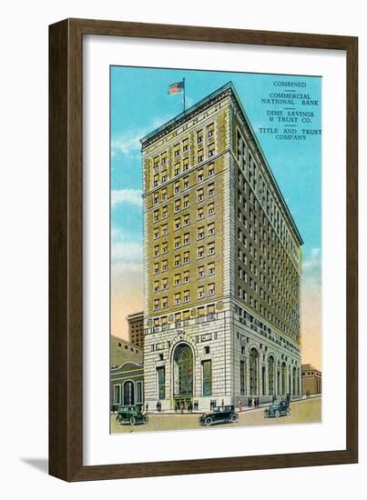 Peoria, Illinois, Exterior View of the Commerical National Bank Building-Lantern Press-Framed Art Print