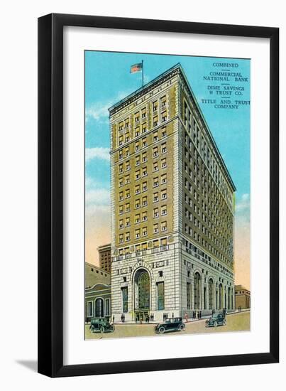 Peoria, Illinois, Exterior View of the Commerical National Bank Building-Lantern Press-Framed Art Print