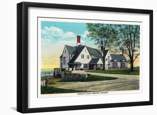 Peoria, Illinois, Exterior View of the Country Club at Prospect Heights-Lantern Press-Framed Art Print