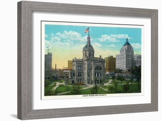 Peoria, Illinois, Exterior View of the Court House and the Vicinity-Lantern Press-Framed Art Print