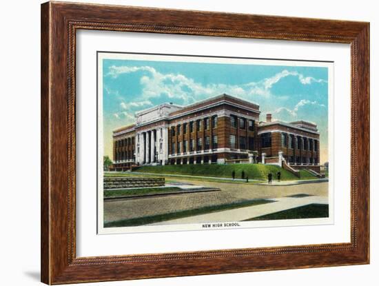 Peoria, Illinois, Exterior View of the New High School Building-Lantern Press-Framed Art Print