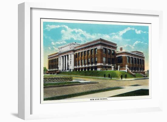 Peoria, Illinois, Exterior View of the New High School Building-Lantern Press-Framed Art Print