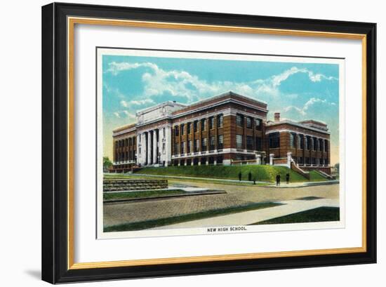 Peoria, Illinois, Exterior View of the New High School Building-Lantern Press-Framed Art Print