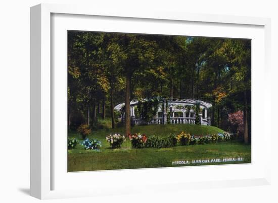 Peoria, Illinois, Glen Oak Park View of the Pergola-Lantern Press-Framed Art Print