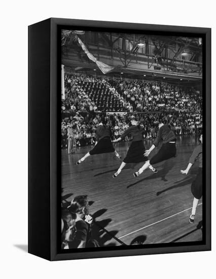 Peppy High School Girl Cheerleaders During their Cheers at the Basketball Game-Francis Miller-Framed Premier Image Canvas