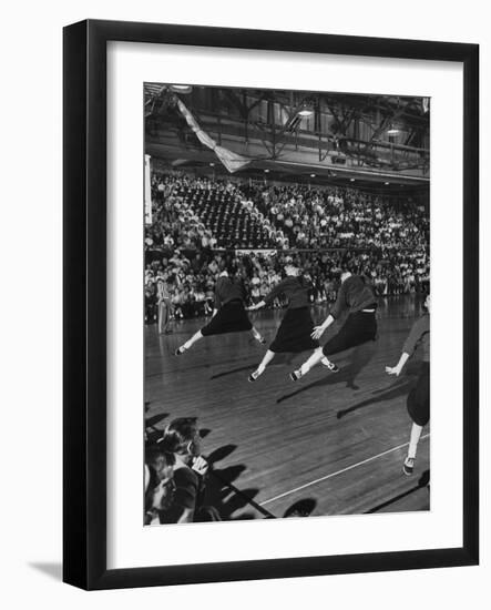 Peppy High School Girl Cheerleaders During their Cheers at the Basketball Game-Francis Miller-Framed Photographic Print