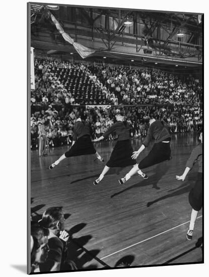 Peppy High School Girl Cheerleaders During their Cheers at the Basketball Game-Francis Miller-Mounted Photographic Print