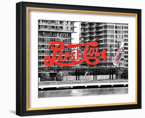 Pepsi Cola Bottling Sign, Long Island City, New York, United States, Black and White Photography-Philippe Hugonnard-Framed Photographic Print