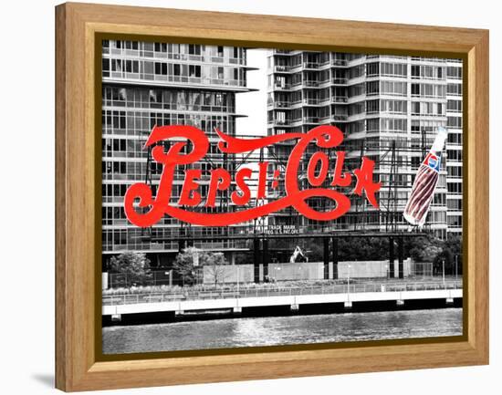 Pepsi Cola Bottling Sign, Long Island City, New York, United States, Black and White Photography-Philippe Hugonnard-Framed Premier Image Canvas