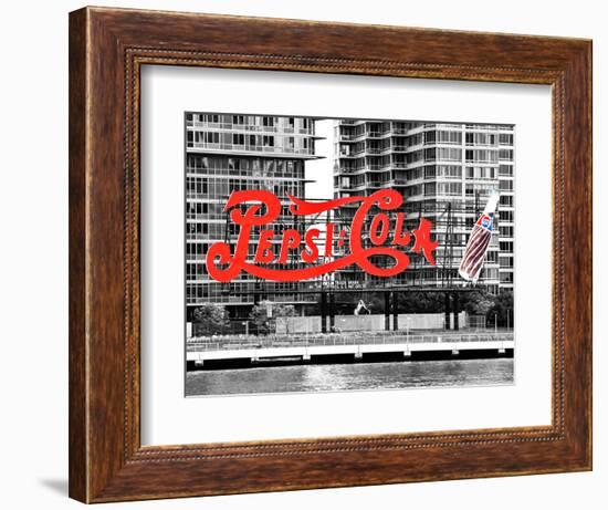 Pepsi Cola Bottling Sign, Long Island City, New York, United States, Black and White Photography-Philippe Hugonnard-Framed Photographic Print