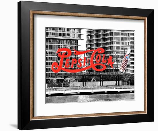 Pepsi Cola Bottling Sign, Long Island City, New York, United States, Black and White Photography-Philippe Hugonnard-Framed Photographic Print