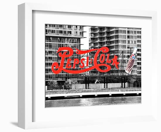 Pepsi Cola Bottling Sign, Long Island City, New York, United States, Black and White Photography-Philippe Hugonnard-Framed Photographic Print