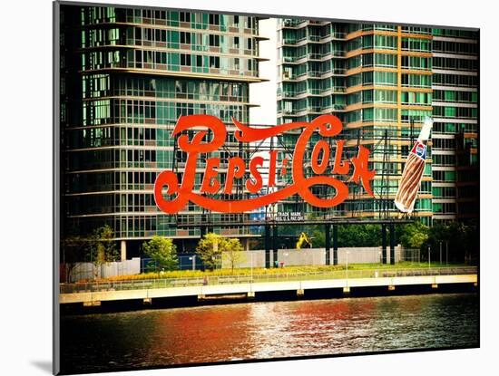 Pepsi Cola Bottling Sign, Long Island City, New York, Vintage, White Frame, Full Size Photography-Philippe Hugonnard-Mounted Art Print