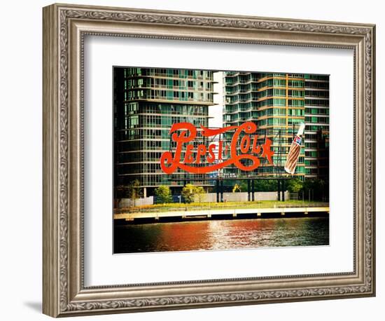 Pepsi Cola Bottling Sign, Long Island City, New York, Vintage, White Frame, Full Size Photography-Philippe Hugonnard-Framed Art Print