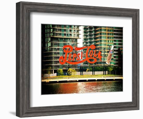 Pepsi Cola Bottling Sign, Long Island City, New York, Vintage, White Frame, Full Size Photography-Philippe Hugonnard-Framed Art Print