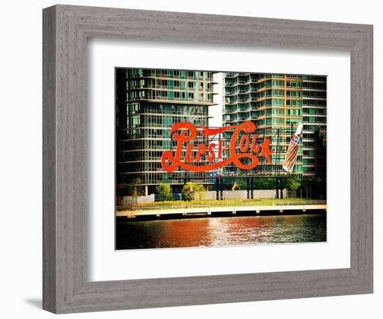 Pepsi Cola Bottling Sign, Long Island City, New York, Vintage, White Frame, Full Size Photography-Philippe Hugonnard-Framed Art Print