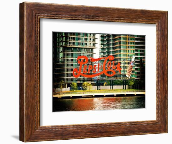 Pepsi Cola Bottling Sign, Long Island City, New York, Vintage, White Frame, Full Size Photography-Philippe Hugonnard-Framed Art Print