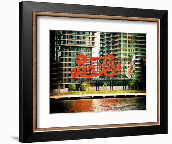 Pepsi Cola Bottling Sign, Long Island City, New York, Vintage, White Frame, Full Size Photography-Philippe Hugonnard-Framed Art Print