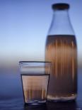 Rhubarb Juice in Glass and Bottle-Per Ranung-Photographic Print