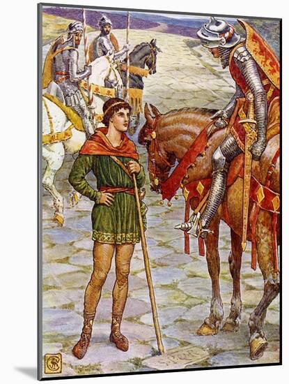Perceval and Sir Owen in King Arthur's Knights-Walter Crane-Mounted Giclee Print
