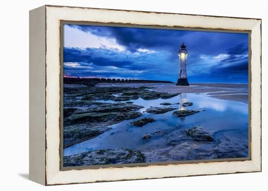 Perch Rock Lighthouse and the sands of New Brighton at twilight, New Brighton, The Wirral-Alan Novelli-Framed Premier Image Canvas