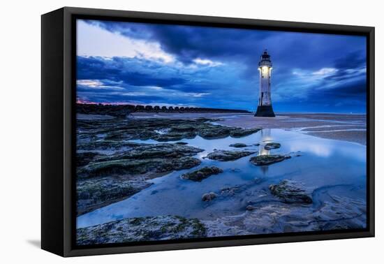 Perch Rock Lighthouse and the sands of New Brighton at twilight, New Brighton, The Wirral-Alan Novelli-Framed Premier Image Canvas