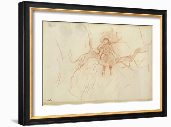 Perching in the Tree, 1889 (Red Chalk on Paper)-Berthe Morisot-Framed Giclee Print