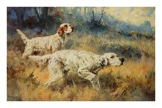 Two Setters Pointing at Quail-Percival L. Rosseau-Framed Premier Image Canvas