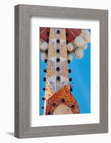 Peregrine falcon perched on mosaic tower at Sagarada Familia-Oriol Alamany-Framed Photographic Print