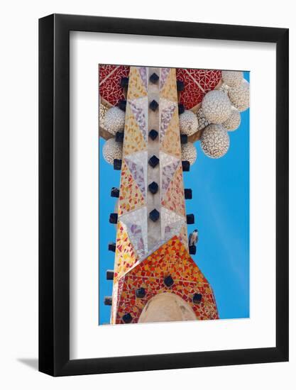 Peregrine falcon perched on mosaic tower at Sagarada Familia-Oriol Alamany-Framed Photographic Print