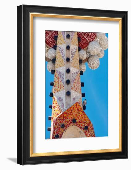 Peregrine falcon perched on mosaic tower at Sagarada Familia-Oriol Alamany-Framed Photographic Print