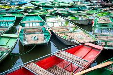 Vietnamese Boats on the River Early in the Morning. Tam Coc, Ninh Binh. Vietnam Travel Landscape An-Perfect Lazybones-Photographic Print
