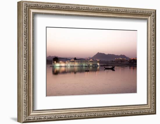 Perfect Reflection of Lake Palace Hotel at Dusk, India-Martin Child-Framed Photographic Print