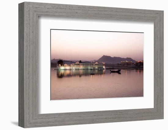 Perfect Reflection of Lake Palace Hotel at Dusk, India-Martin Child-Framed Photographic Print