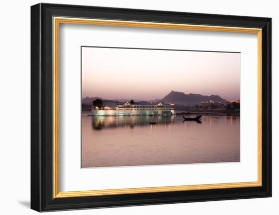 Perfect Reflection of Lake Palace Hotel at Dusk, India-Martin Child-Framed Photographic Print
