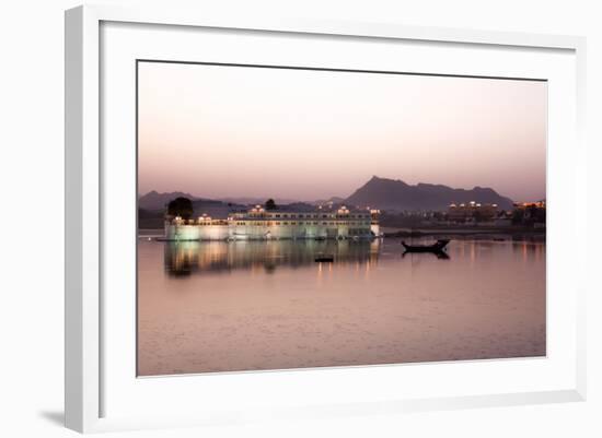 Perfect Reflection of Lake Palace Hotel at Dusk, India-Martin Child-Framed Photographic Print
