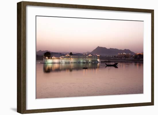 Perfect Reflection of Lake Palace Hotel at Dusk, India-Martin Child-Framed Photographic Print