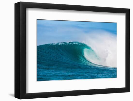 Perfect Wave-Beautiful blue wave breaking over a coral reef, Hawaii-Mark A Johnson-Framed Photographic Print