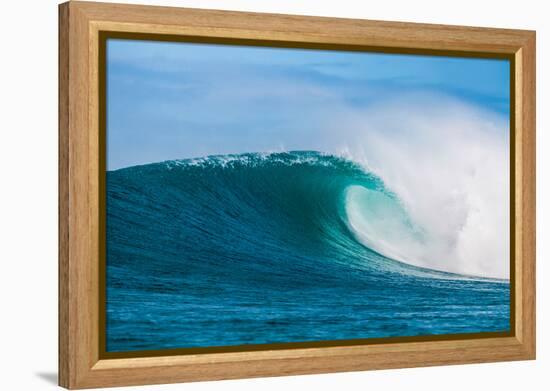 Perfect Wave-Beautiful blue wave breaking over a coral reef, Hawaii-Mark A Johnson-Framed Premier Image Canvas