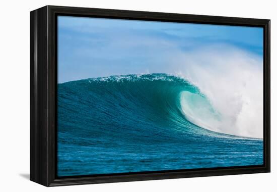 Perfect Wave-Beautiful blue wave breaking over a coral reef, Hawaii-Mark A Johnson-Framed Premier Image Canvas