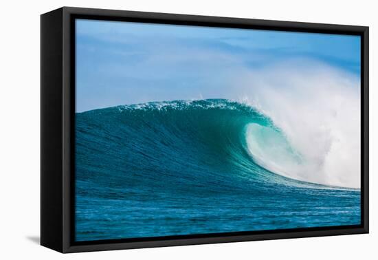 Perfect Wave-Beautiful blue wave breaking over a coral reef, Hawaii-Mark A Johnson-Framed Premier Image Canvas