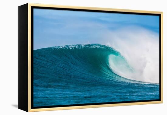 Perfect Wave-Beautiful blue wave breaking over a coral reef, Hawaii-Mark A Johnson-Framed Premier Image Canvas