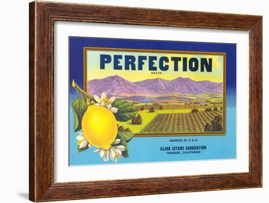 Perfectin Lemon Label-null-Framed Art Print