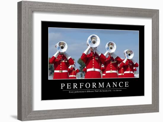 Performance: Inspirational Quote and Motivational Poster-null-Framed Photographic Print