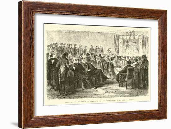 Performance of a Tragedy by the Students in the Court of the College of San Bernardo at Cuzco-Édouard Riou-Framed Giclee Print