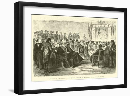 Performance of a Tragedy by the Students in the Court of the College of San Bernardo at Cuzco-Édouard Riou-Framed Giclee Print