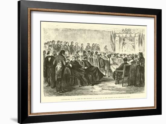 Performance of a Tragedy by the Students in the Court of the College of San Bernardo at Cuzco-Édouard Riou-Framed Giclee Print