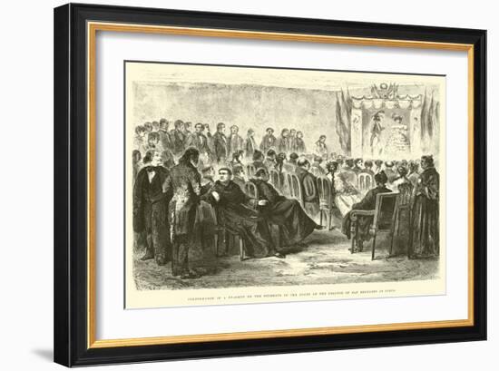 Performance of a Tragedy by the Students in the Court of the College of San Bernardo at Cuzco-Édouard Riou-Framed Giclee Print